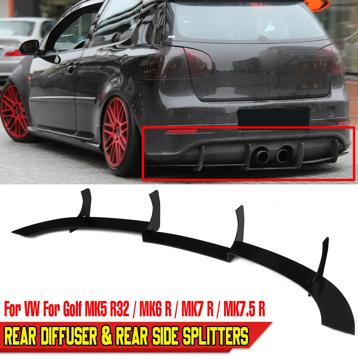 

Автомобильный задний диффузор для VW Golf MK5 R32 2005-2009 ABS