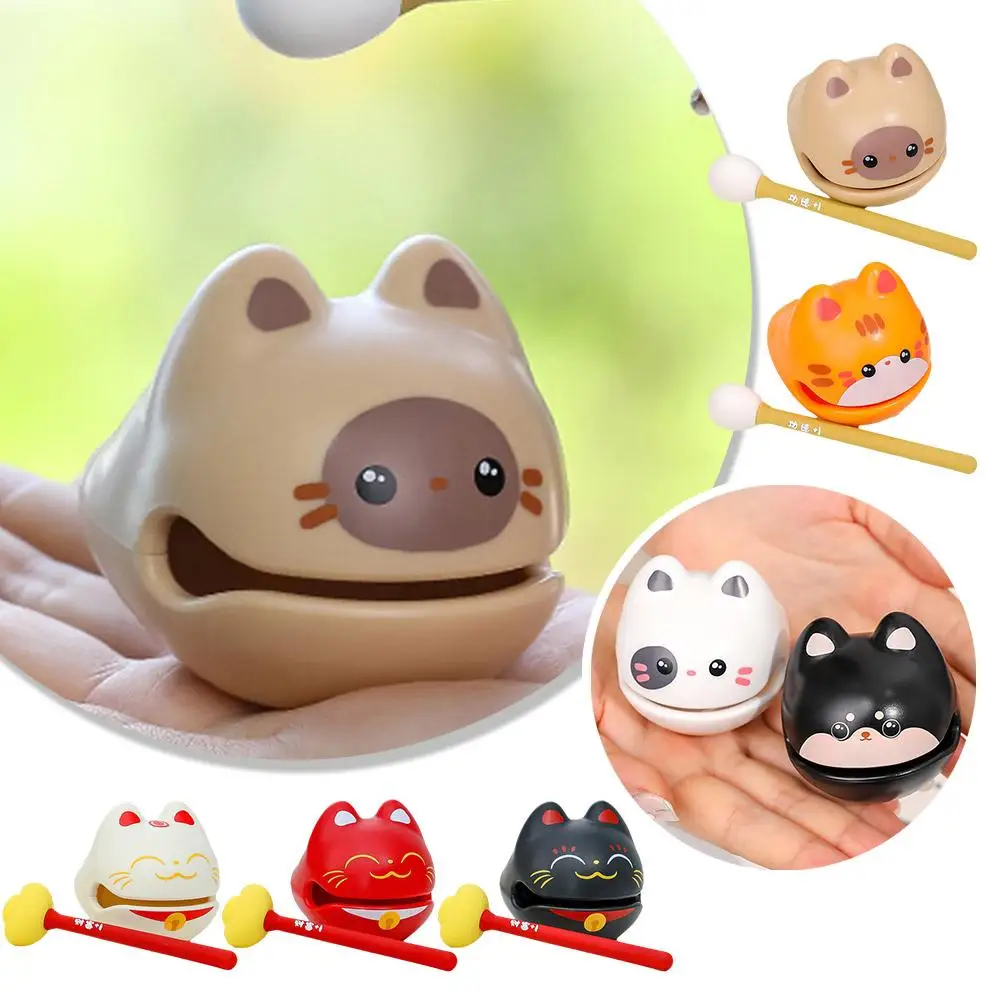 Wooden Knock Toy Percussion Soundmaking Fish Fortunate Cat Figurines Instrument Wooden Gift