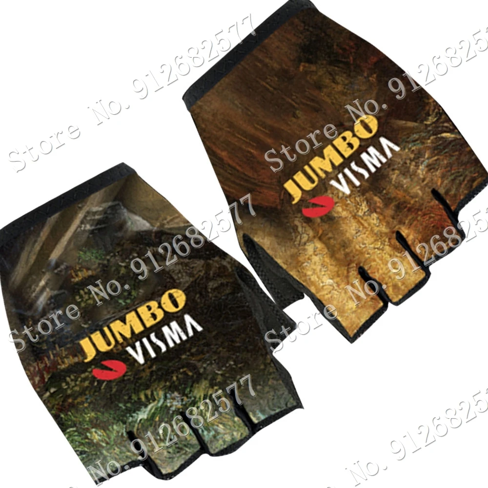 2022 Jumbo Visma Team France Tour Cycling Gloves Bike Bicycle Half Finger Glove One Pair Size M 