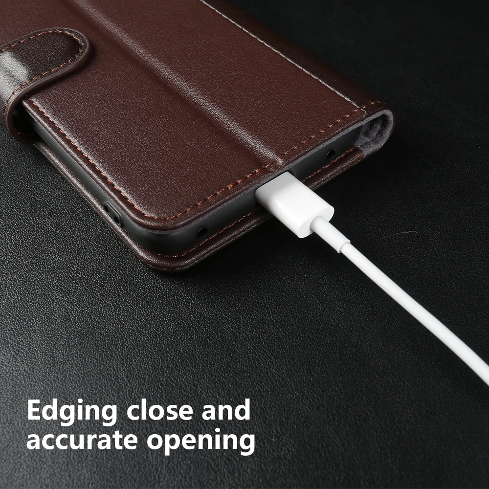 Luxury Genuine Leather Phone Case with Card Holder Wallet Function