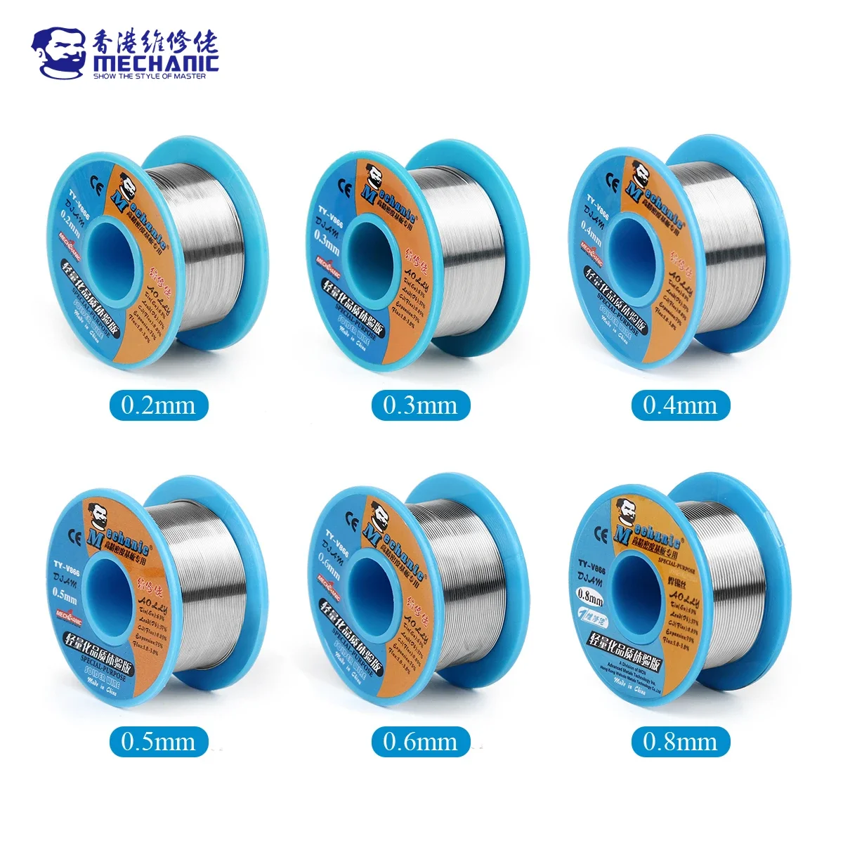 Soldering Wire Soldering Tin Wire Welding Wires MECHANIC TY-V866 40g Mild Rosin Core 183℃ Melting Point High Purity Environmental Solder Wire Welding Flux Iron Cable 0.2-0.8mm