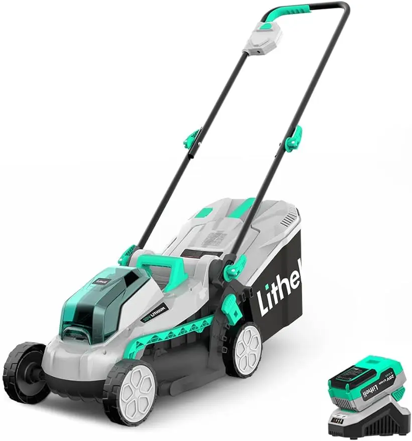 

Litheli Cordless Lawn Mower 13 Inch, 5 Heights, 20V Electric Lawn Mowers for Garden, Yard and Farm, with Brushless Motor