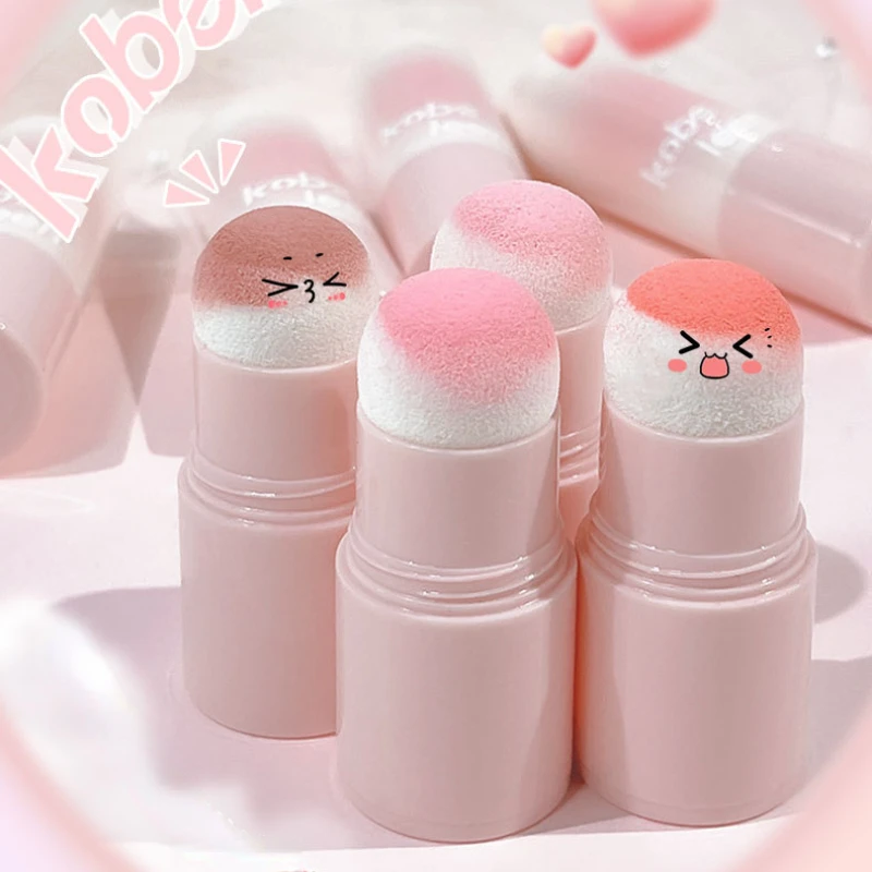 Face Brightening Blush Stick with Sponge Soft Contouring Shadow Blusher Powder Peach Pink Cheek Tint Korean Makeup Cosmetics new