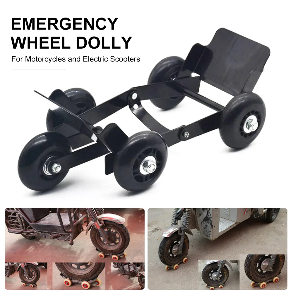 

Motorcycle Tire Wheel Dolly Electric Scooter Flat Tire Booster Foldable Trailer Tire Pusher Emergency Tire Skates with 5 Wheels
