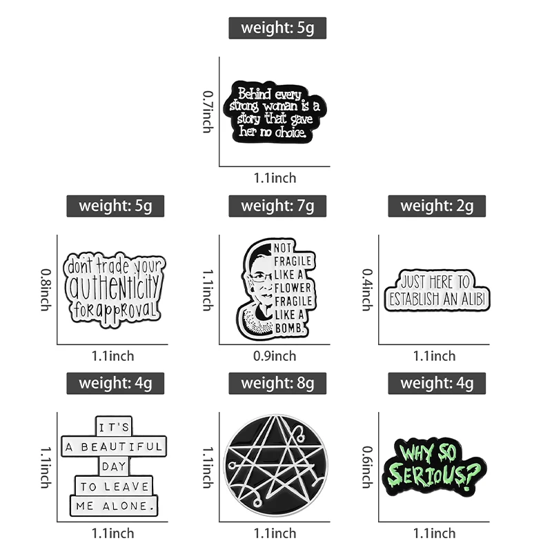 Lustige Zitate Buchstaben Emaille Pins WARUM SO SERIOUS Broschen Revers Abzeichen Kleidung Punk Schmuck Geschenk für Kinder Freunde – Detail 1