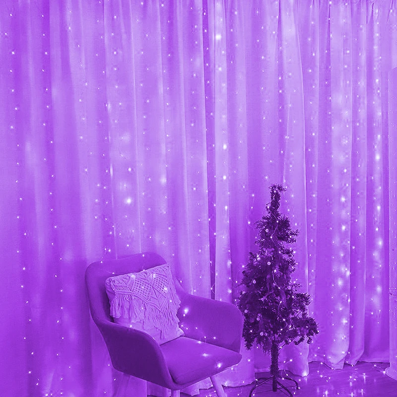 thumbnail image 1 of Cortina de luces LED RGB de 3 x 3/2/1 m, decoración navideña, para casa, dormitorio, boda, guirnalda de hadas, lámpara con enchufe USB y control remoto, 1 of 5