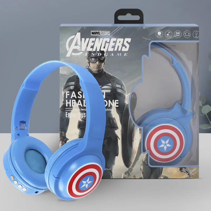 Wireless Headphones Disney Marvel Wireless Bluetooth Headphones HIFI Surround Sound Foldable Laptop Headsets with Mic for Kids Anime Cartoon