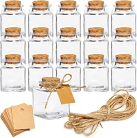 20Pack Small Glass Bottles with Cork, 1.7 oz/50ml Mini Jars with Twine and Blank Tags for Gift Favors, Spices Crafts Wedding use 2