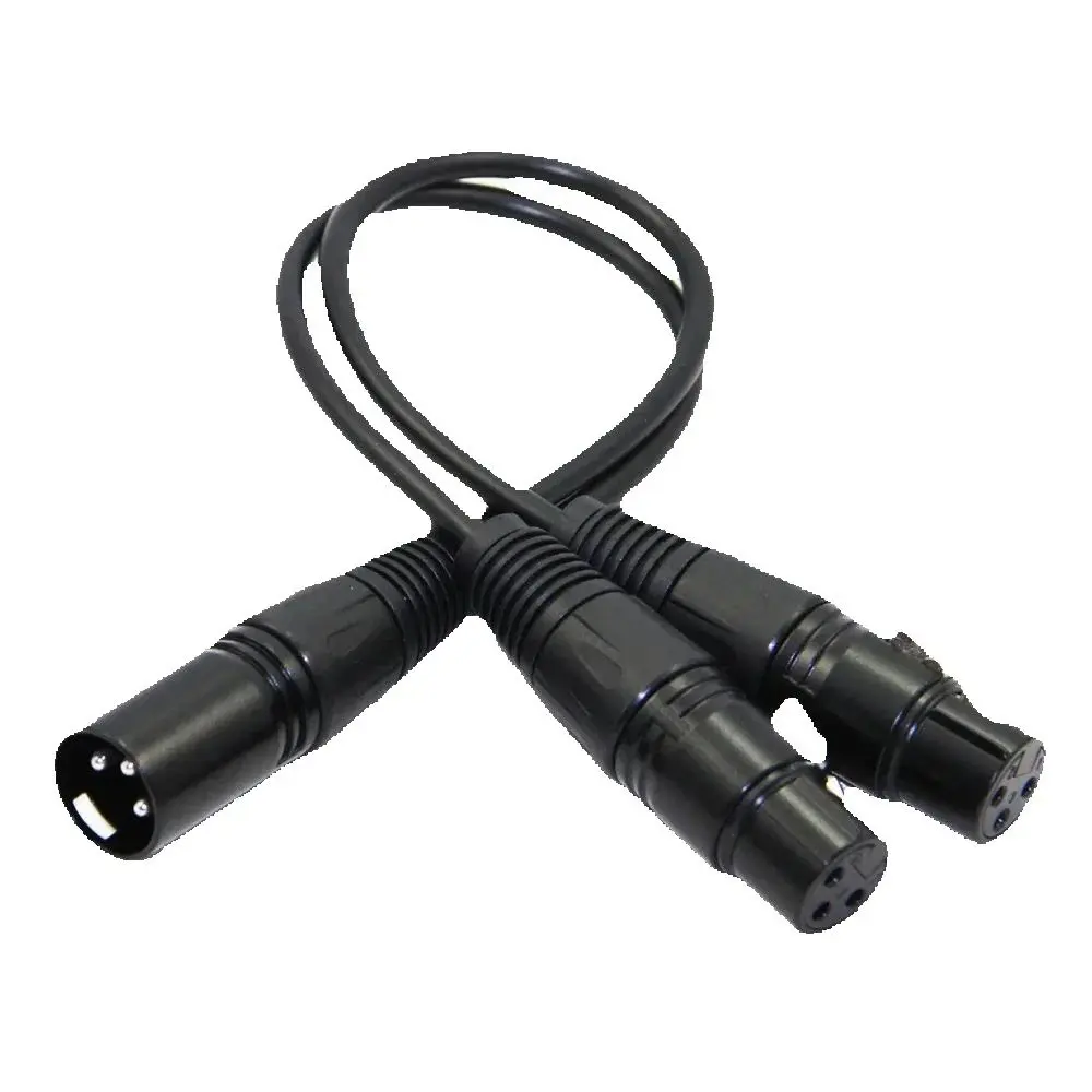 XLR Male to Female Connector One to Two 3Pin 30cm Splitter Cable Converter for Stage Light Moving Head DJ Party Lights