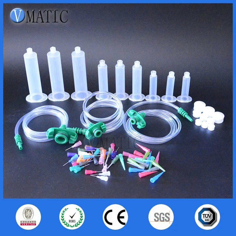 Dispensing Needle Syringe Gun Adhesive Liquid Dispenser Solder Paste Adhesive Glue Pneumatic Syringe & Barrel Adapter With Dispensing Needle