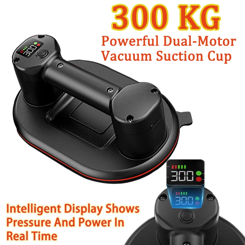 4000mAh Battery Intelligent Display Industrial Grade Electric Vacuum Suction Cup 300KG Load Heavy Duty Granite Tile Glass Lifter