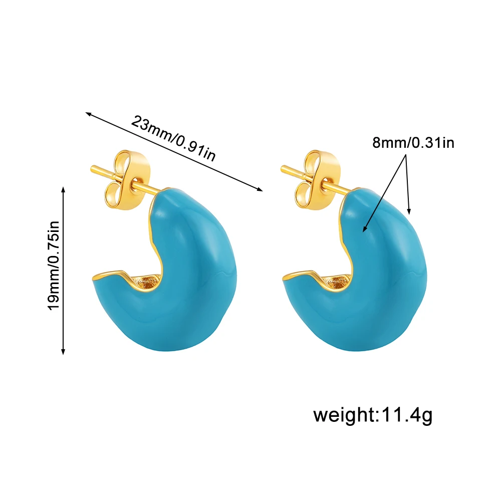 New Trendy Enamel Color CC Shape Small Hoop Earrings for Women Smooth Metal Circle Piercing Earring Fashion Jewelry Gifts 6 New Trendy Enamel Color CC Shape Small Hoop Earrings for Women Smooth Metal Circle Piercing Earring Fashion Jewelry Gifts - Image 6