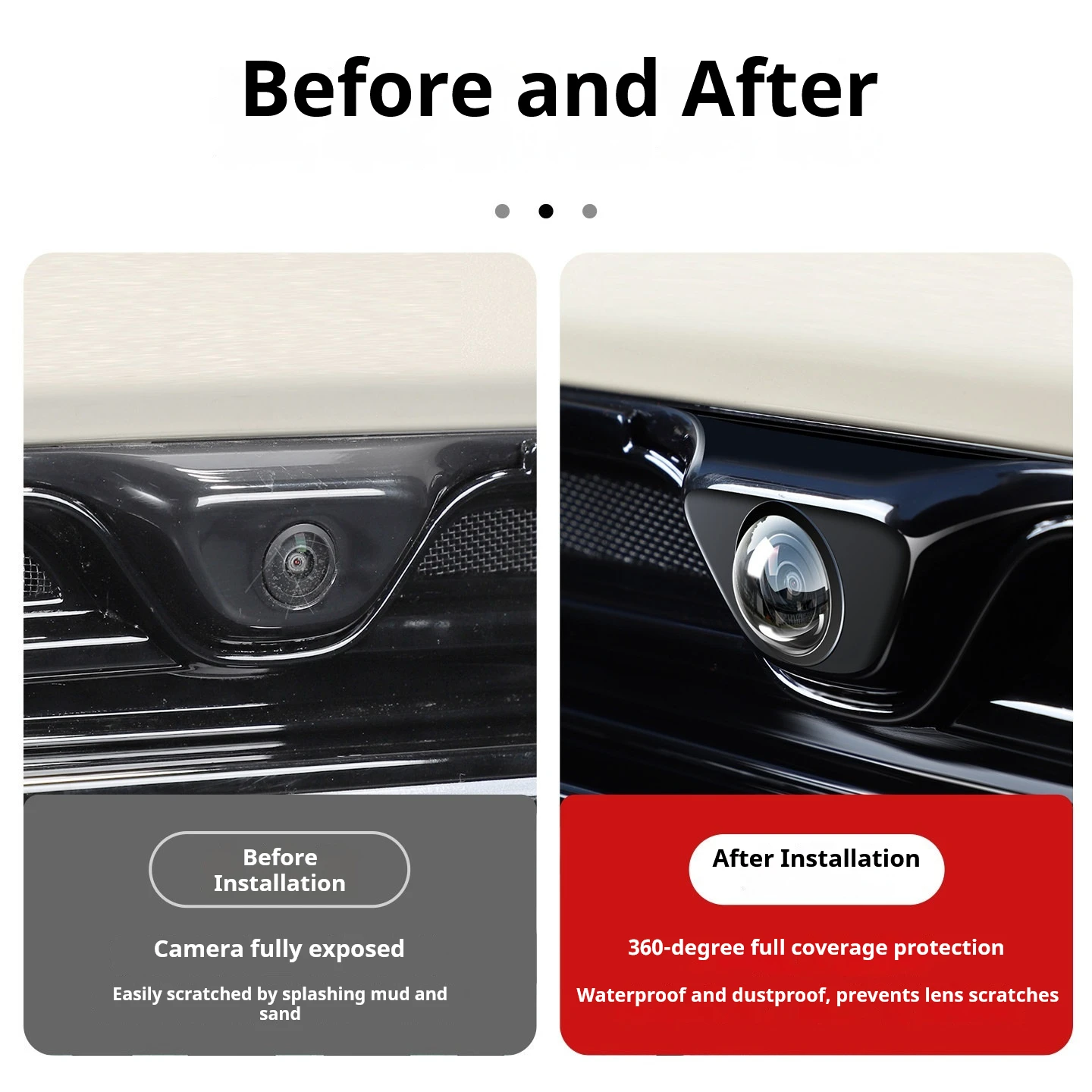 Car Camera Protection Cover with 360° Panoramic Anti-Fog Lens Shield