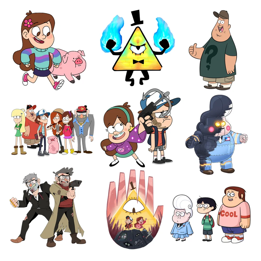 

Free Shipping Gravity Falls Disney Iron On Patches For Clothing Thermo-adhesive Labels Heat Thermal Transfer Stickers Fusible