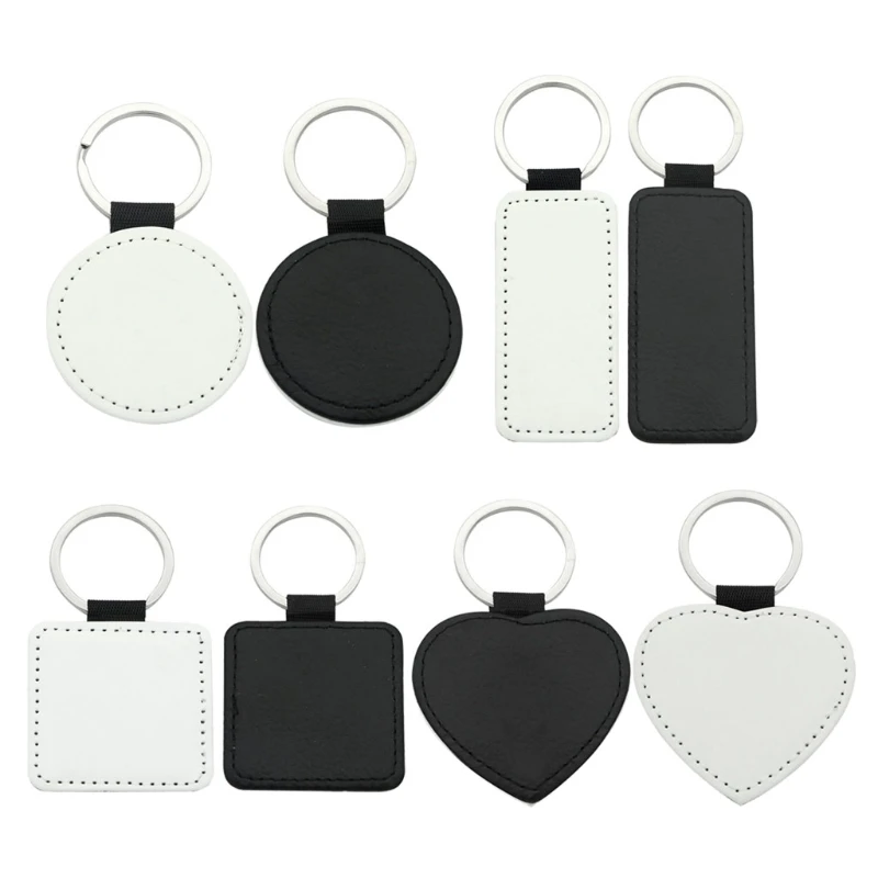 

KIKI 10x Sublimation Heat Transfer Keychains Heart Round Square MDF Keychain for DIY