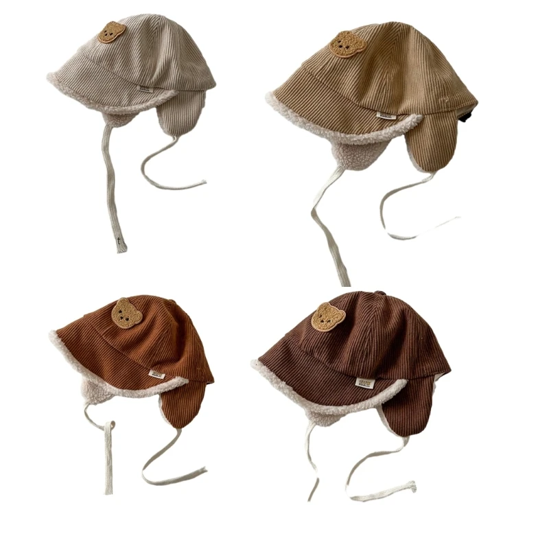 

Baby Bonnet Cap for Boy Girl Newborn Thickened Hat Vintage Corduroy Cap