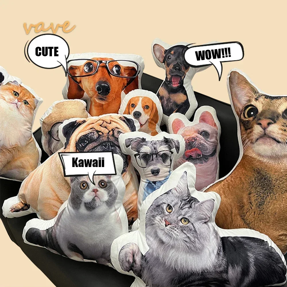 Photo Cushion Photo Custom Shape Pillow Case DIY Pet Cushion Toys Dolls Stuffed Animal Dog Cat Picture Pillow Customization Sofa Car Cushion