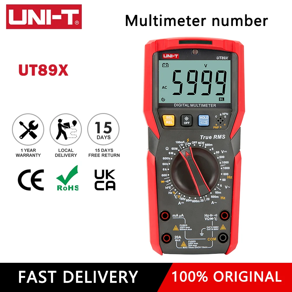 UNI-T Digital Multimeter Professional AC DC Electrical Multi Meter UT89X UT89XD AC DC Voltmeter Capacitance Resistance Tester