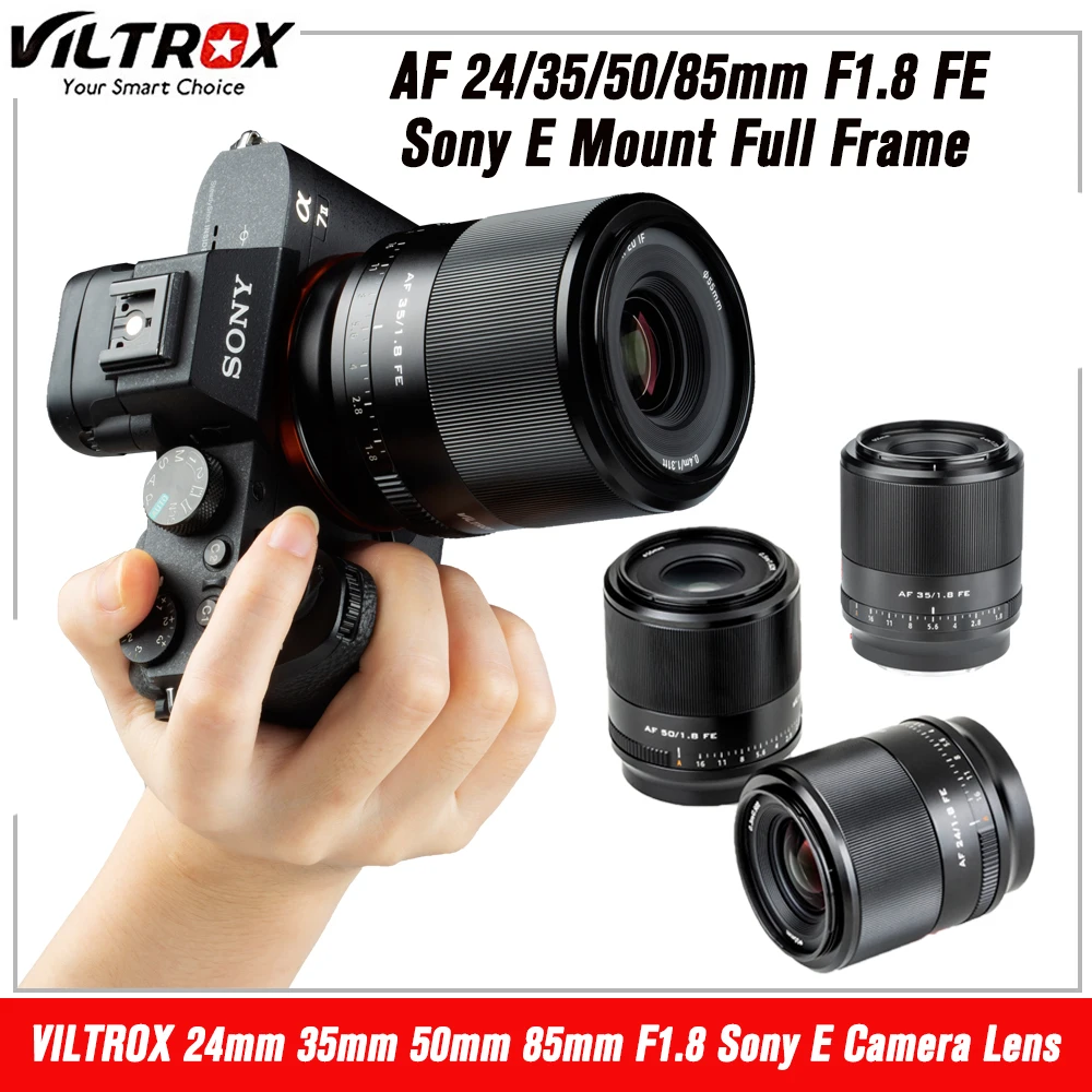 Viltrox 24Mm 35Mm 50Mm 85Mm F1.8 Sony E Obiettivo Della Fotocamera Messa A Fuoco Automatica Full Frame Prime Grande Apertura Ritratto Fe Per Sony E Mo