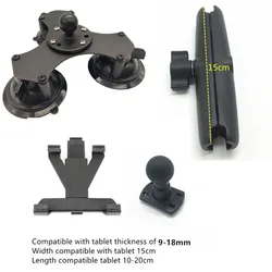 Heavy Duty Dual Tablet Suction Cup Mount with Adjustable Ball Head - Triple Suction kit