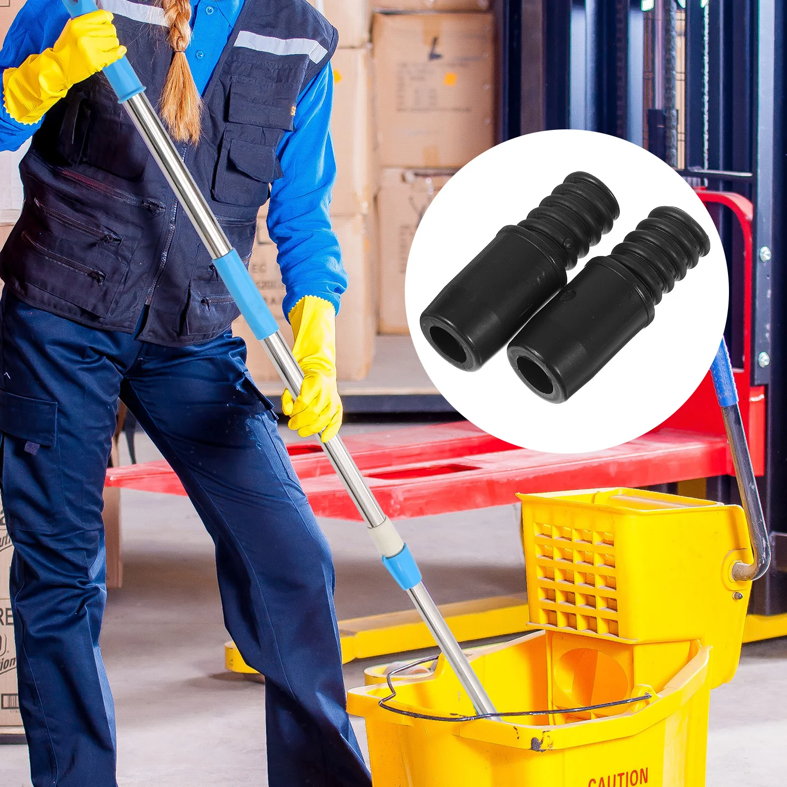 미국 나사산 커넥터 스트레이트 폴 텔레스코픽 금속 걸레 빗자루 브러시, 핸들 팁 부착 플라스틱 부품 끝, 2 개