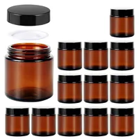 4oz Amber Empty Cosmetic Containers Round Airtight Glass Jar with Inner Liners black Lids for Storing Lotions,Powders,Ointments 1