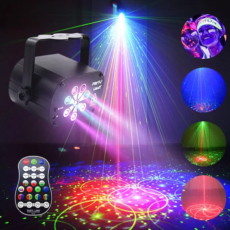 

Лазерный мини-проектор RGB для дискотеки, светодиодный прожектор с USB-зарядкой и УФ-звуком, стробоскопический сценический эффект, домашняя лампа для свадьбы, Рождества, праздника