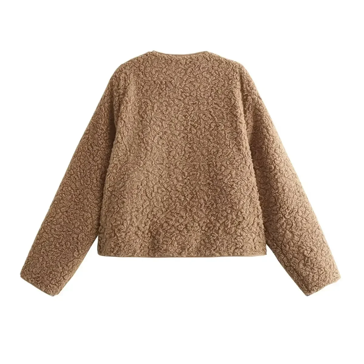 O-Neck Women's Winter Fleece Jackets for Women 2023 Front Zipper with Pockets Coats Female Long Sleeve Warm Outerwear