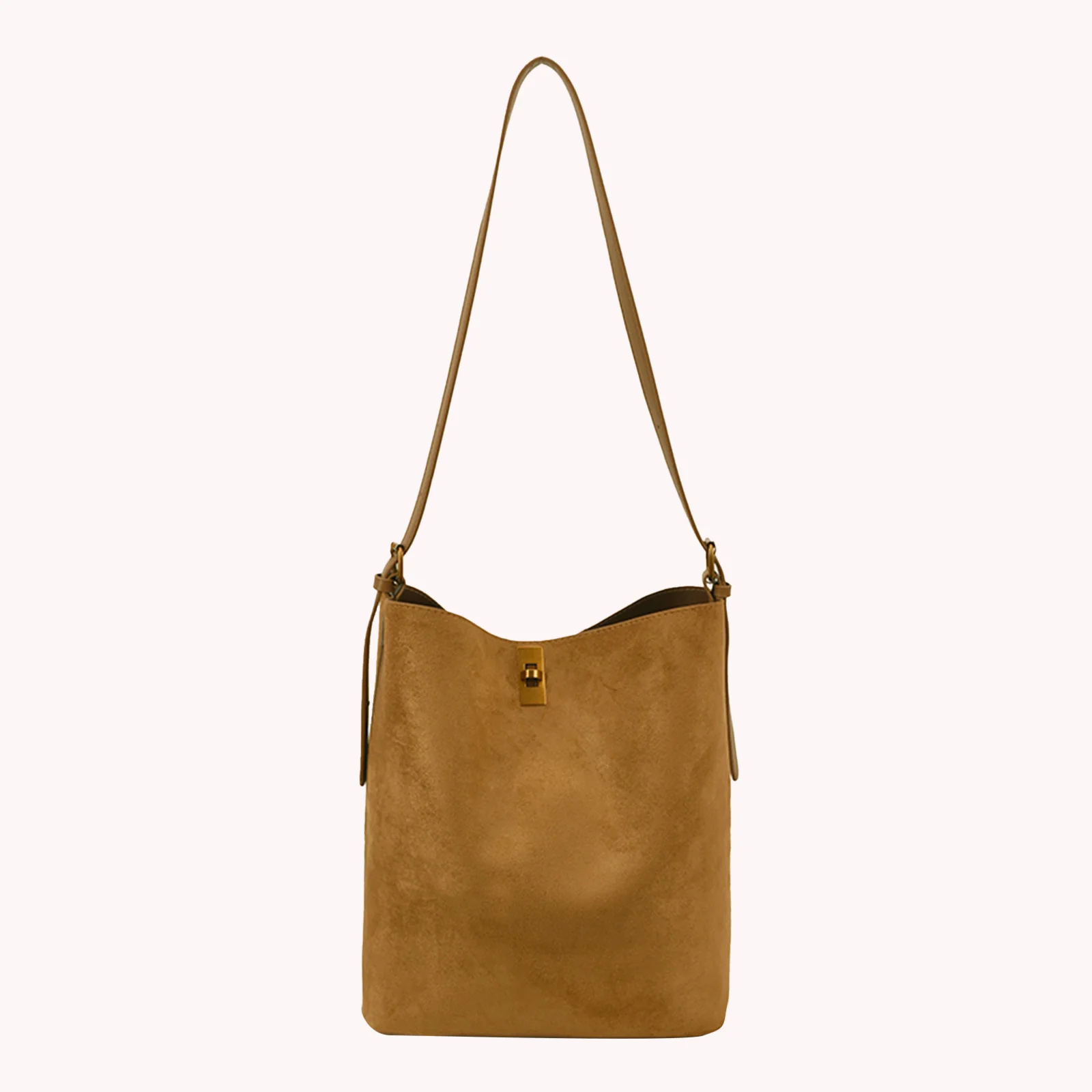 Women Faux Suede Hobo Handbag Solid Color Shoulder Bag Autumn Winter Crossbody Purse for Travel Shopping Daily Use