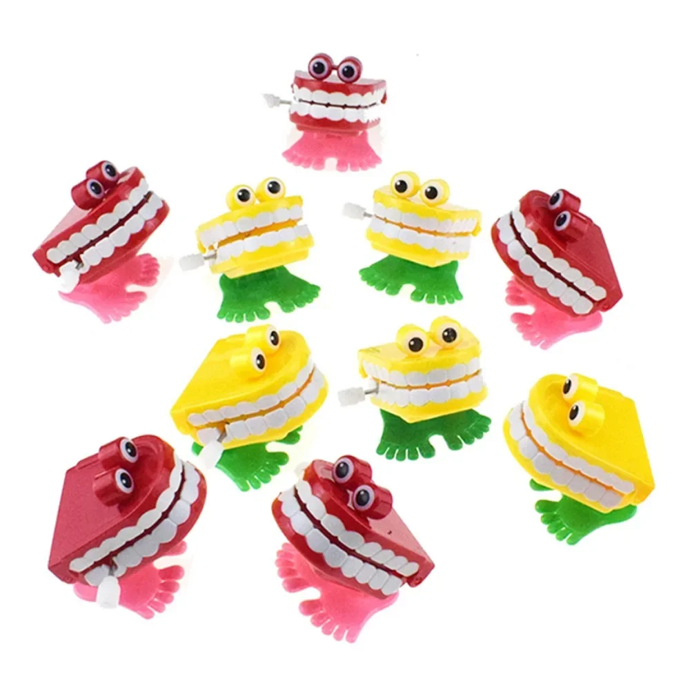 1pc Teeth Shape Clockwork Toy with Chain Novelty String Up Jumping Walking Mouth Toys Children Small Halloween Christmas Gifts childrens toys
