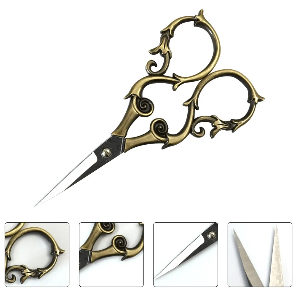 1pc 빈티지 자수 가위 프리미엄 금속 스테인레스 스틸 부드러운 가장자리 바느..