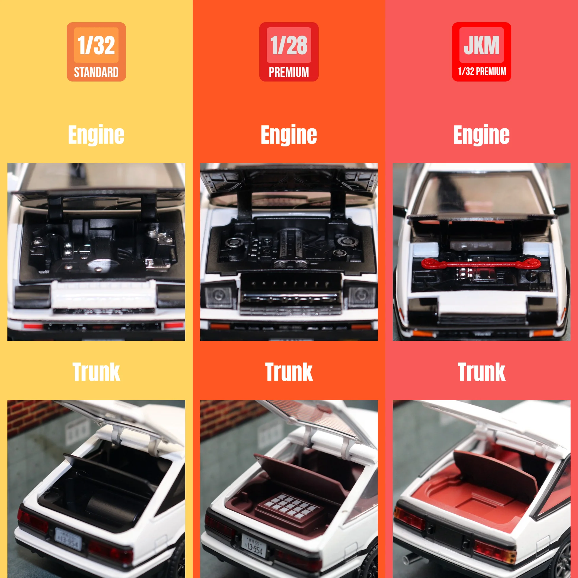 1/32 Initial D AE86 Toy Car Diecast Toyota Miniature Model Pull Back Sound Light Doors Openable Educational Collection Gift Kid 4