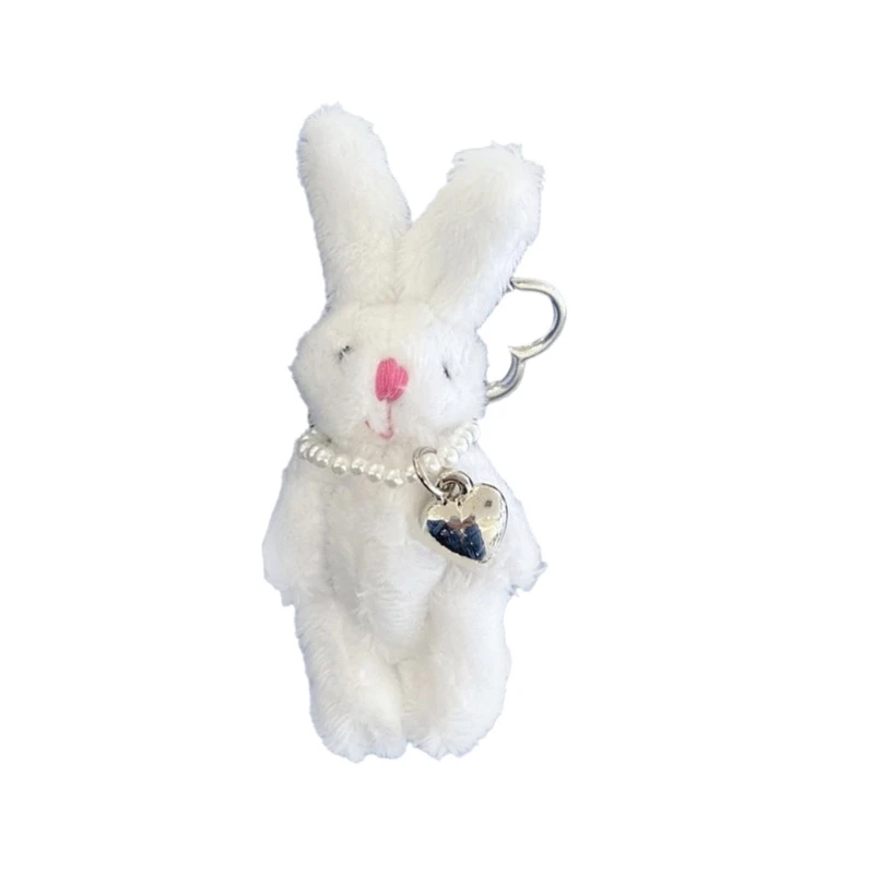 Porte-clés avec pendentif en forme de lapin mignon en peluche pour enfant,  bouquet de peluche, sac (rose), Medium, Autres pierres précieuses