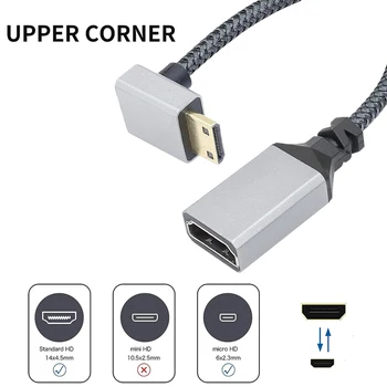 20CM 4K @ 60HZ Mini câble d'extension M-F compatible HDMI Câble compatible HDMI à angle droit 1