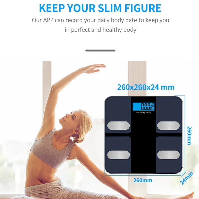 Smart Electronic Body Scale LCD Display Bath Scale Bluetooth APP For Android Or IOS Digital Body Weight Scale