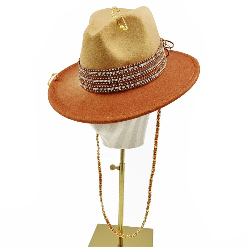 Kette Punk Strohhut neue Sonnenhut Goldkette Zubehör Jazz Hip Hop Sommer hut Punk-Stil Strand hut Kirchen hut – Detail 25