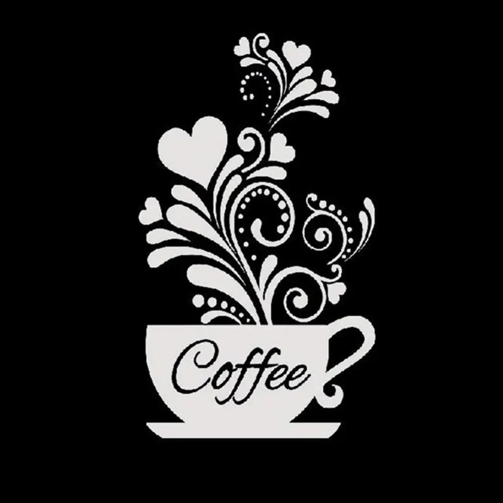 Coffee Wall Stickers Kitchen Decorative Stickers Vinyl Wall Decals DIY Home Decor Dining Room Shop Bar