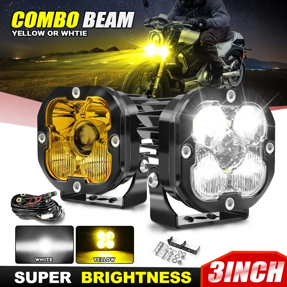 

Upgraded 3inch Square LED Work Light 6500K 3000K Day Running Lamps Spot Flood Beam Car Motorcycle Auto Fog Light 12V 24V