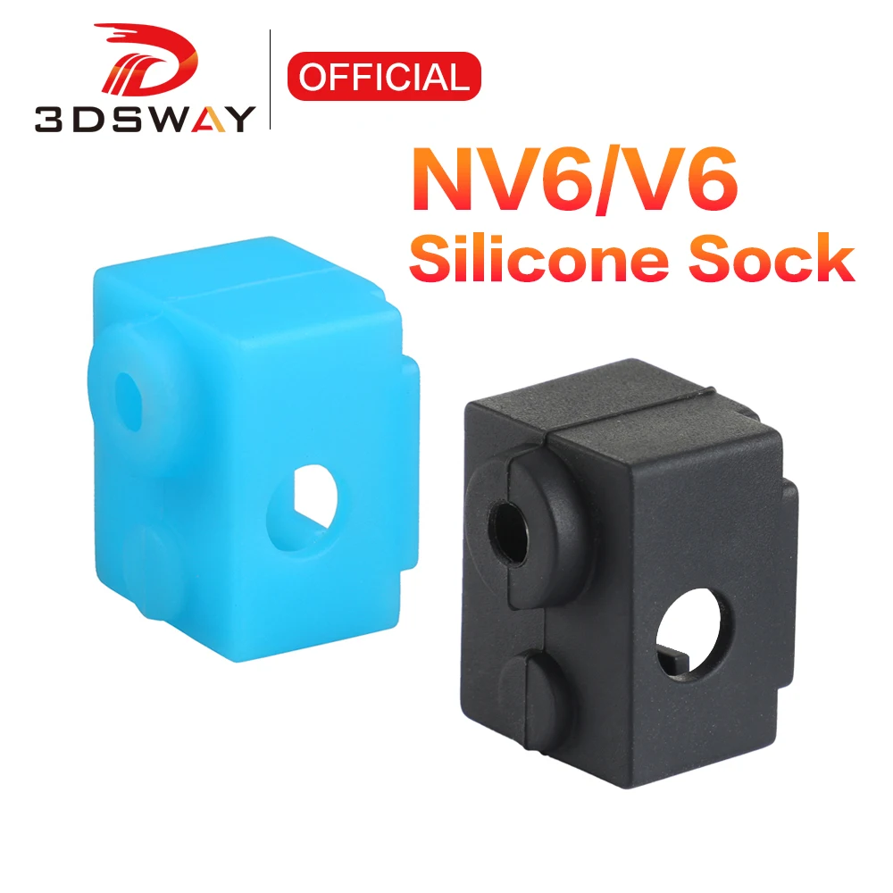 3DSWAY 3D Printer Part Silicone Socks Heated Block Case NV6 Heating Block Protective Cover E3D V6 Hotend Extruder Blue Black