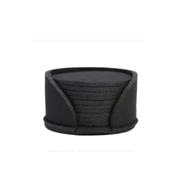 Set of 10 Heat-Resistant Round Felt Coaster Pads - Dining Table Protectors - 10cmx10cmx0.3cm (Black)