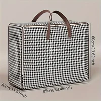 Large Capacity Houndstooth Foldable Travel Bag - Quilt & Clothes Storage for Moving & Home Organization 2