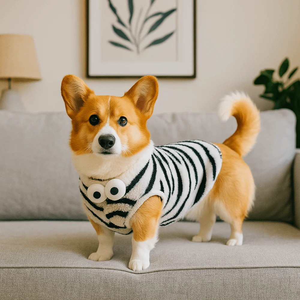 Cute Warm Winter Pet Sweater Thickened Fleece Cat Sleeveless Coat Soft Comfortable Cat Striped Vest for Cats and Dogs