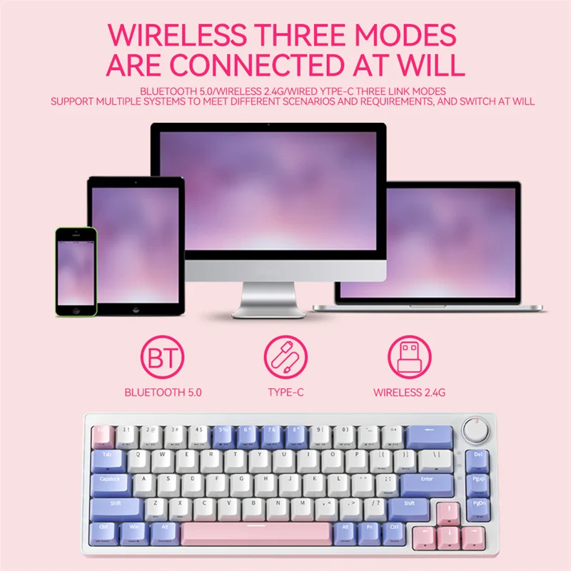 ZIFRIEND ZA68 Pro 68 Keys 3 Modes Mechanical Keyboard PBT RGB