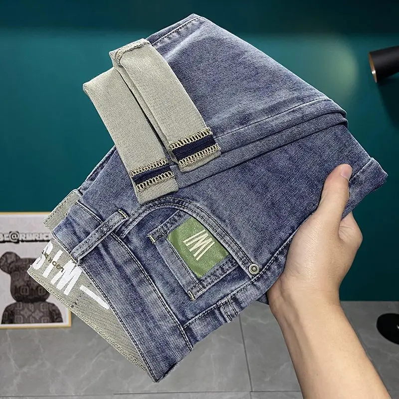 Spring Summer New Style Men's Jeans Slim Fit Casual Elastic Versatile Long Pants Youth Trendy Straight Leg Loose Fit Jeans