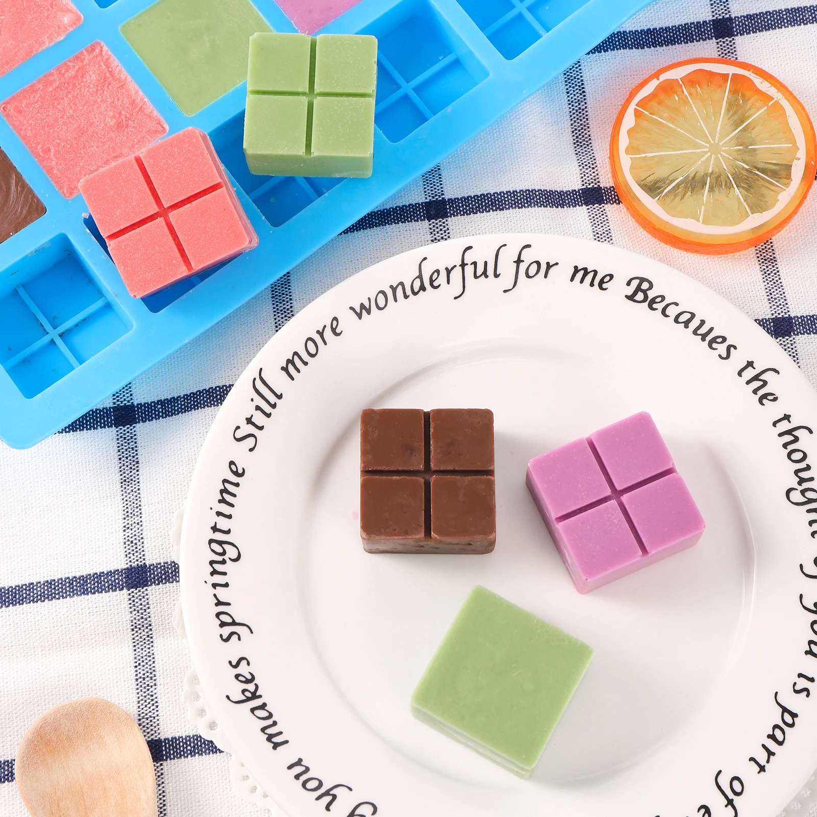 77 Cavity Square Silicone Mold Mini Candy Chocolate Gummy Sugar Cube Jelly Truffles Pralines Ganache Moulds Cake Decorating Tool