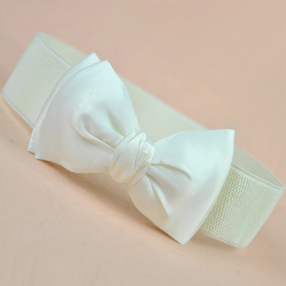 

Chiffon Bowknot Waist Seal Elastic Waist Cover Female Closure Ornament Elastic Belt Bandage Leather Stretchy Belt SCB0231