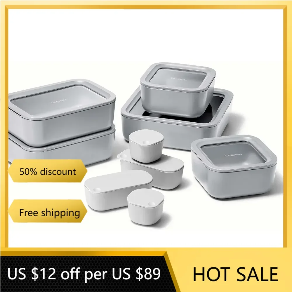 Glass Food Storage Set 14 Pieces Ceramic Coated Food Containers Easy to Store Non Toxic Lunch Box Containers