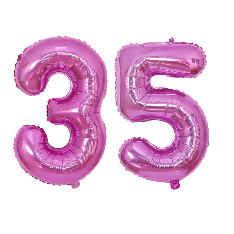 thumbnail image 1 of 2 globos de helio de 32 pulgadas, dorados, plateados, negros, azules y rosas, con números 34, 35, 36, 37, 38, 39 y 40, suministros de decoración para fiestas de feliz cumpleaños, 1 of 5