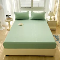 100% Cotton Soft Fitted Sheets with Elastic Bands and Pillowcase Non Slip Adjustable Mattress Cover for Single Double King Queen 2