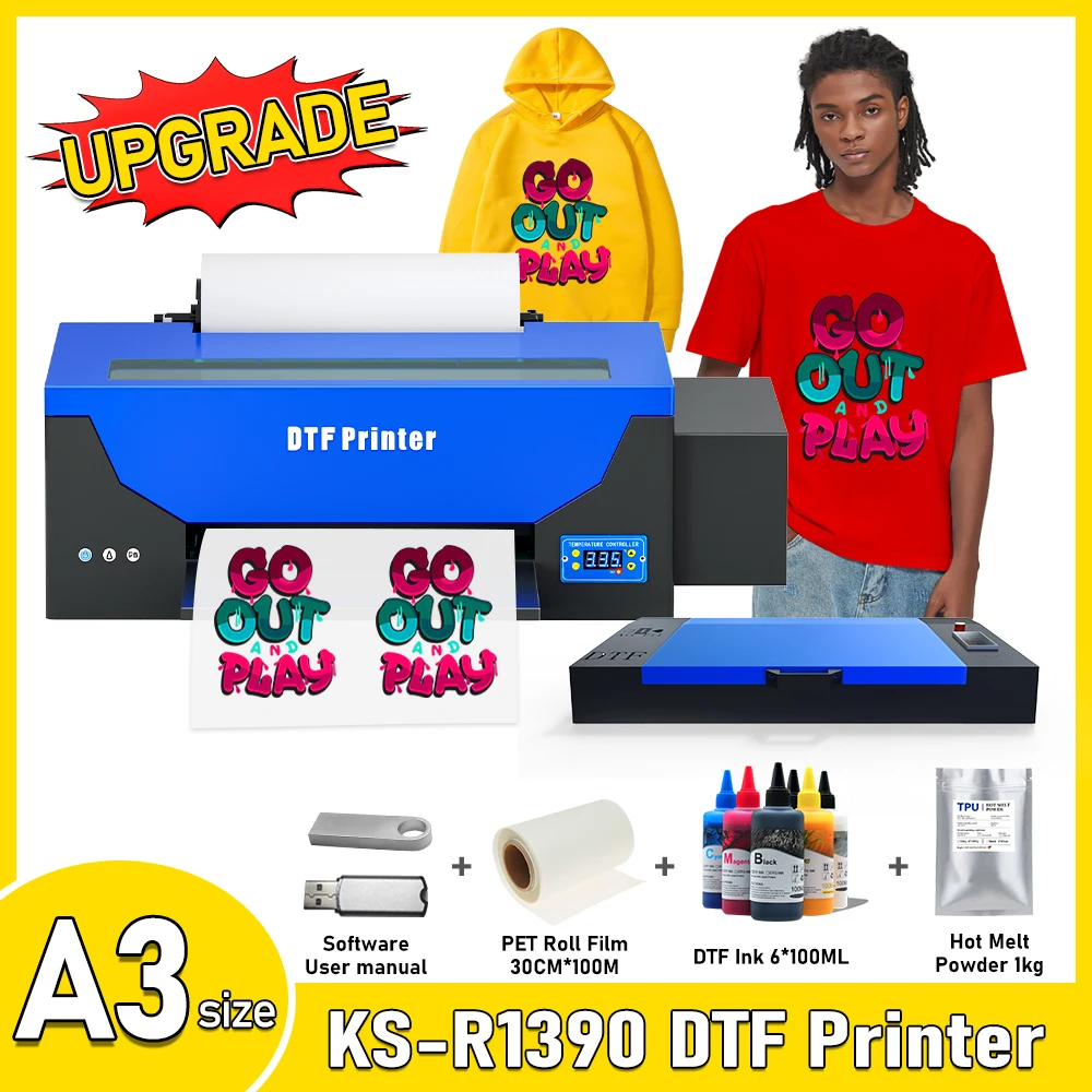 A3 DTF Transfer Printer For Epson R1390 DTF Printer For all Fabric Print